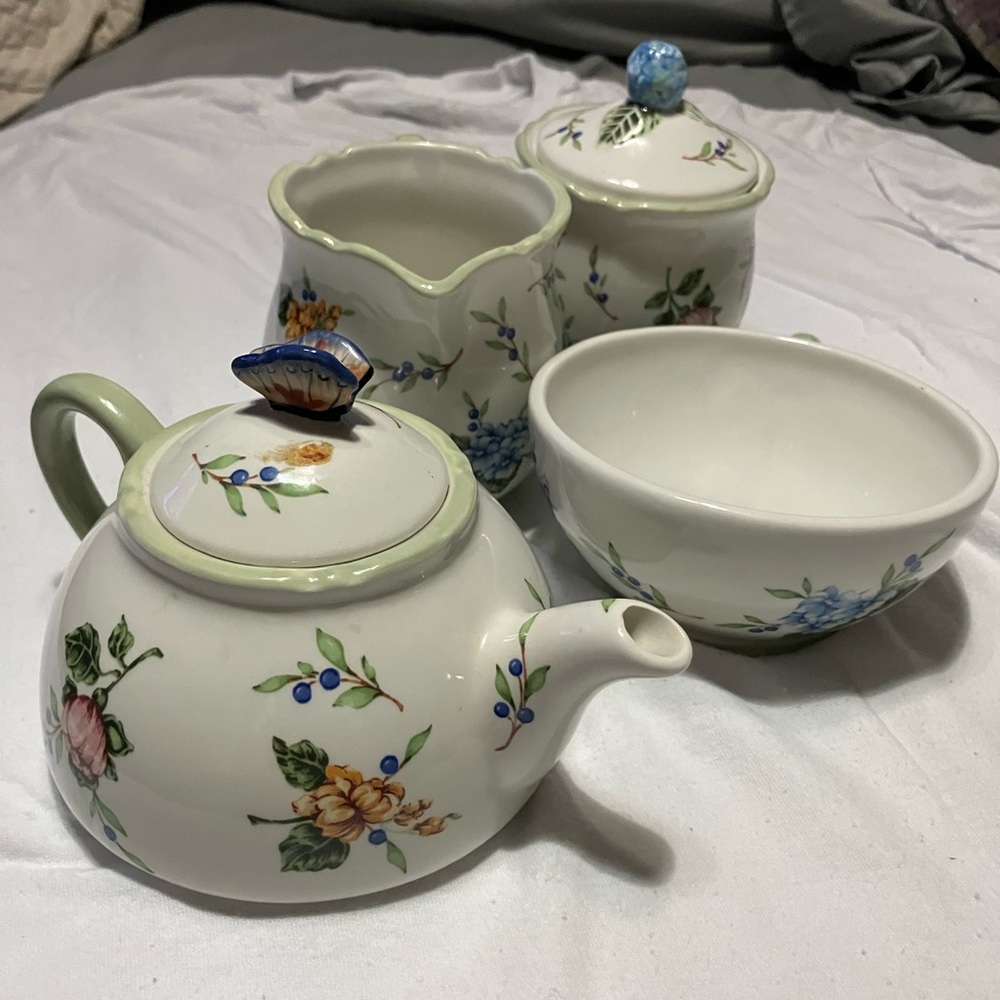 Vintage princess house exclusive garden tea pot set 50.00 looks brand new